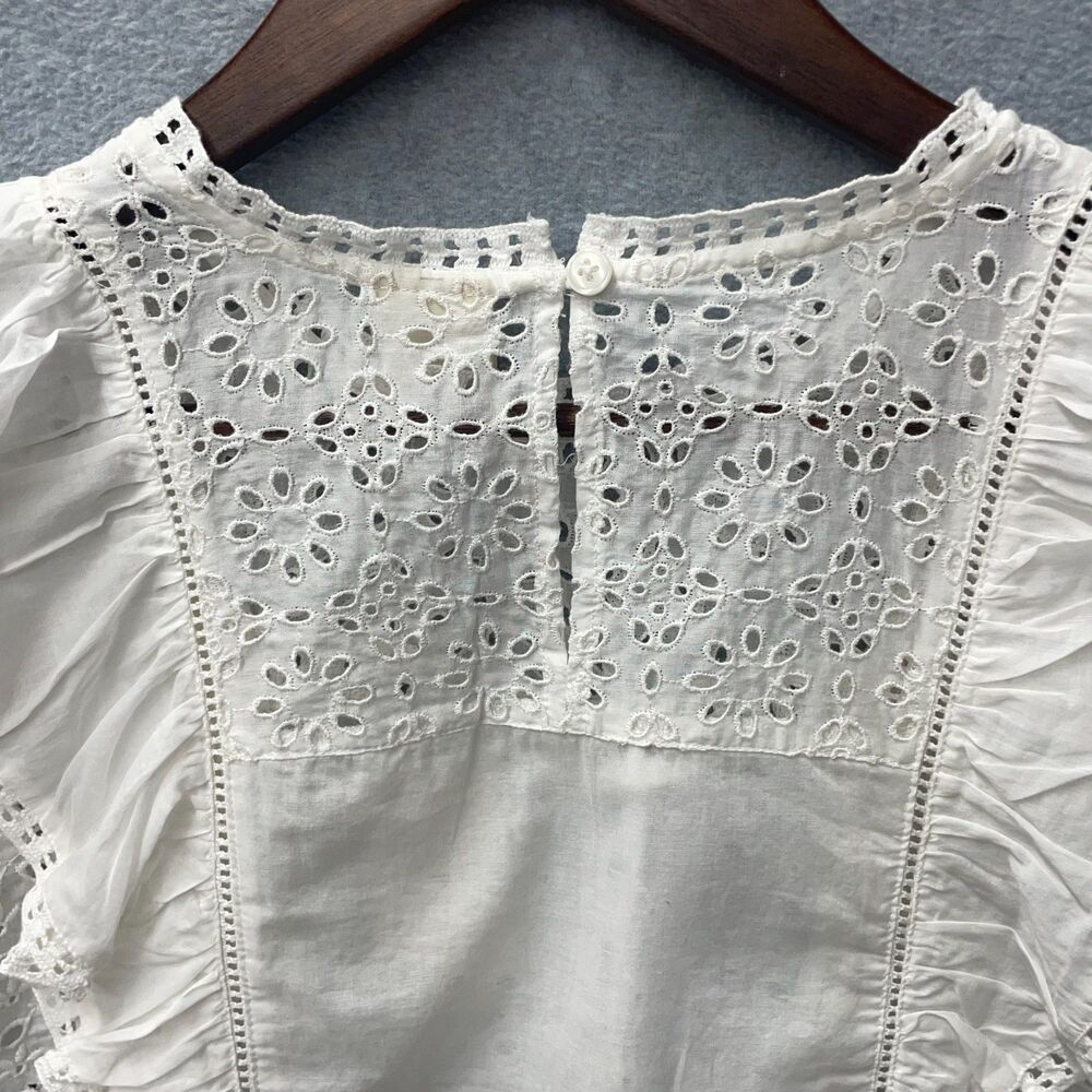 Good Hart White Eyelet Lace Ruffle Top Boho Cottagecore NWT Small - Picture 5 of 10